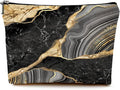 Givotin Cute Makeup Bag for Purse Canvas Waterproof Funny Cosmetic Bags for Women Zipper Travel Toiletry Pouch-Black Marble Makeup Bags