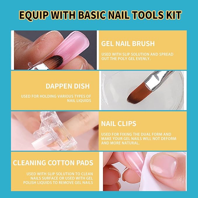 BEVINAS Slip Solution 4 Fl.Oz Nail Extension Gel Cleanser with Brush & Spatula - Easy DIY Poly Gel Nail Cleaner