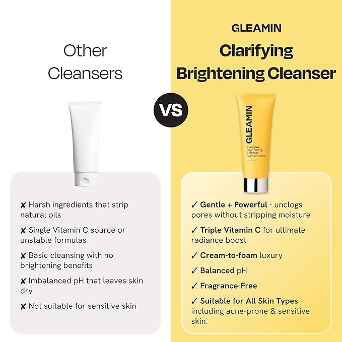 Gleamin Clarifying Brightening Cleanser, 3.4 fl oz, Facial Cleanser