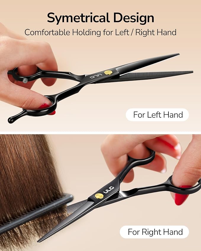 Hair Cutting Scissors, ULG Professional Hair Scissors 6.5” Black