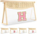 Small Boho Straw Initial Letter Makeup Bag Personalized Gift,Cute Clear Chenille Patch Makeup Bag With Zipper,Trendy TSA Approved Travel Toiletry Bag,Gift for Women Girls Birthday Friend, Letter H