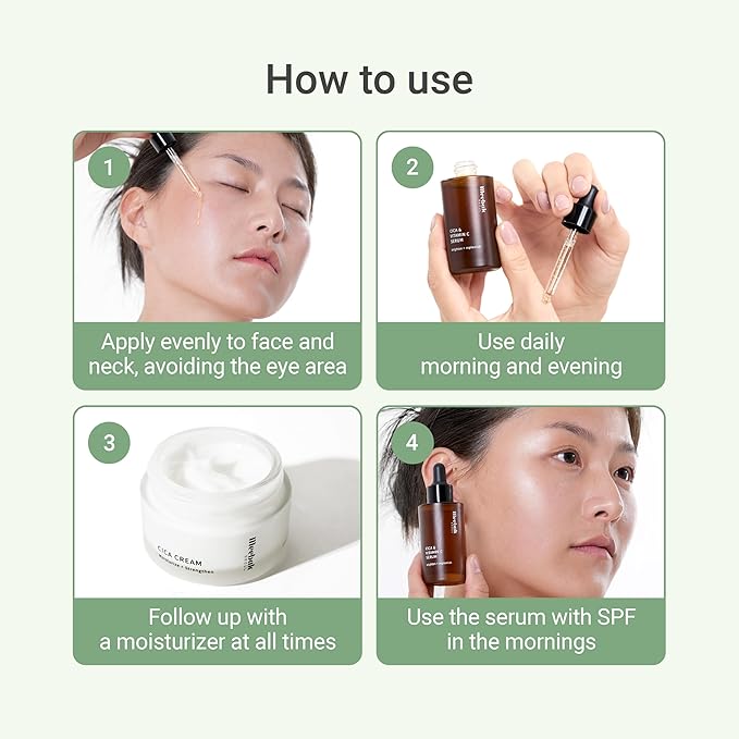 Meebak Cica & Vitamin C Serum | Brightening Serum for Dark Spots & Uneven Skin Tone | Korean Vitamin C Serum w/Centella Asiatica, Panthenol, Niacinamide | Korean Skin Care