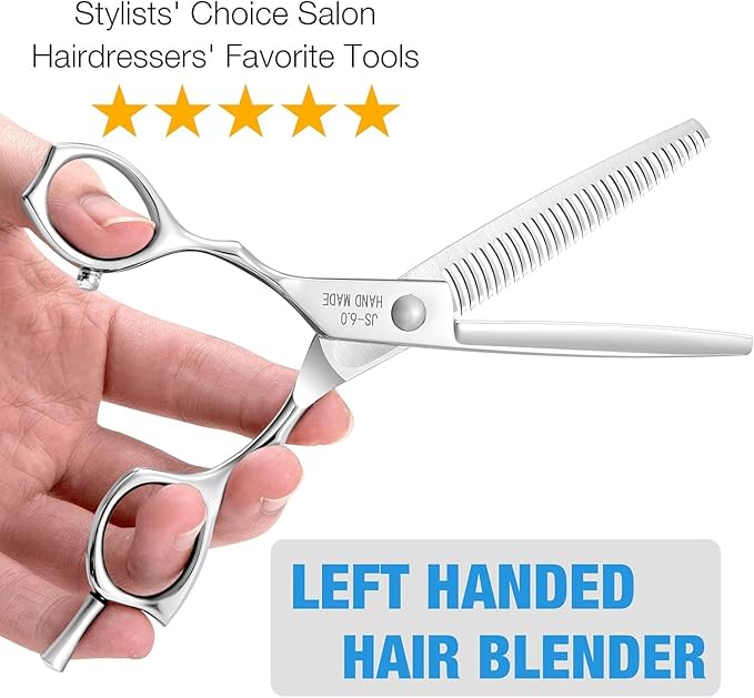 JASON Hair Thinning Scissors Shears - 6" Left Handed Barber Cutting