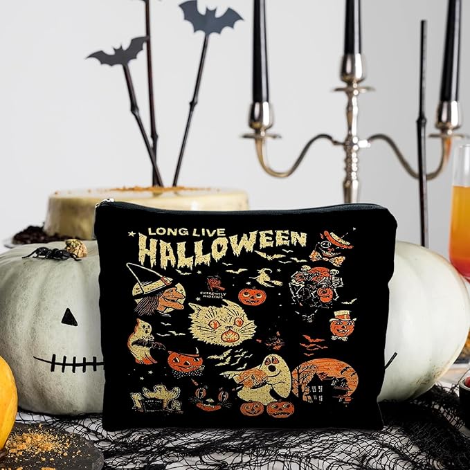 RYYCDOI Halloween Witch Makeup Bag, Halloween Gifts for Women, Witchy Gifts for Women, Witch Stuff, Long Live Halloween Makeup Pouch