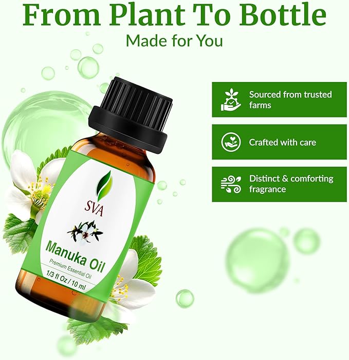 SVA Manuka Essential Oil in Glass Bottle, 1/3 Fl Oz (10 ml)