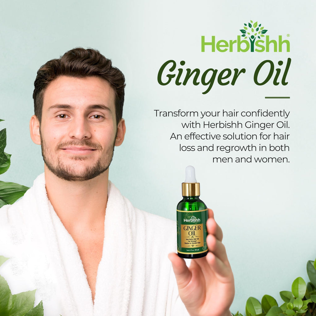 Herbishh Ginger Hair Growth Oil Serum for Thinning Hair, Women & Men 30ml