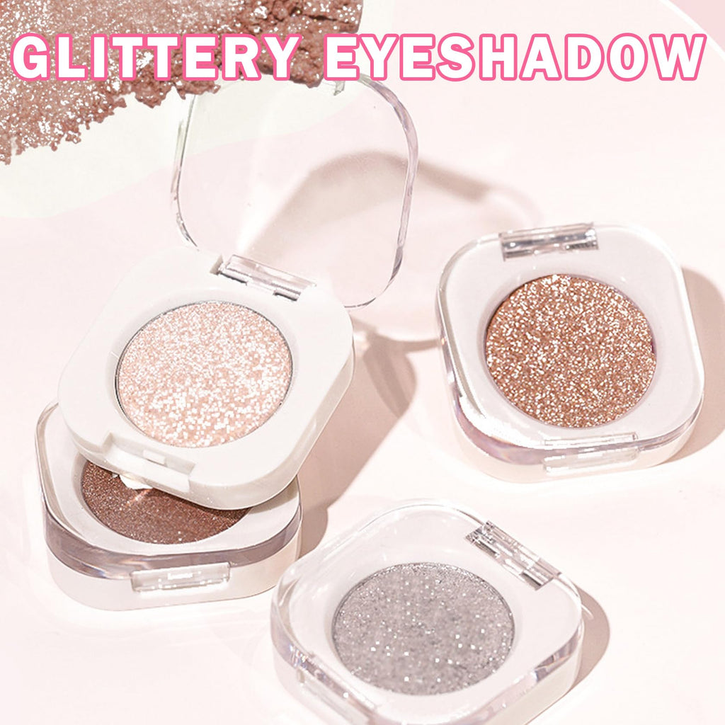 QIUFSSE Champagne Pearl and Metallic Silver Single Eyeshadow (10 + 12)