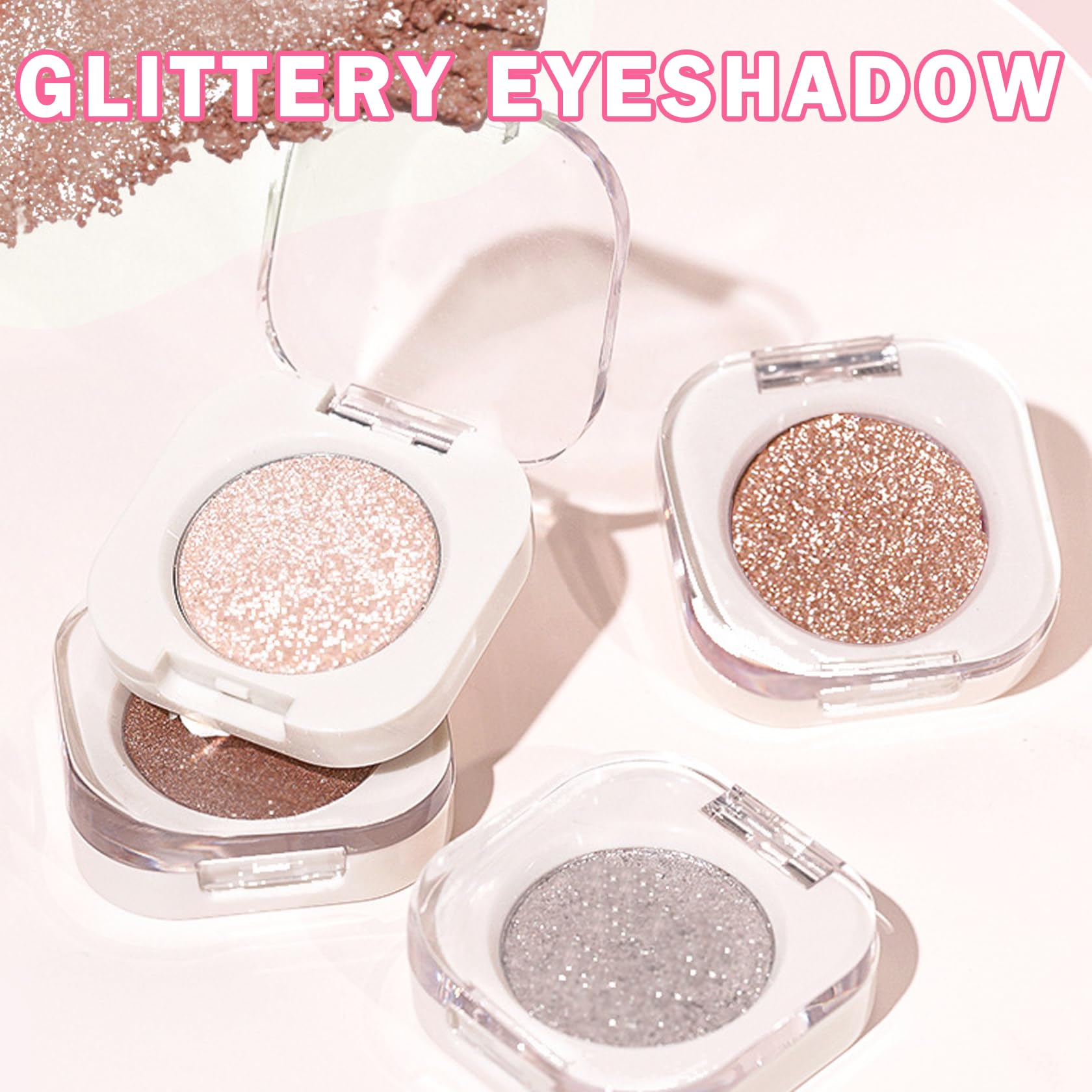 QIUFSSE Champagne Pearl and Metallic Silver Single Eyeshadow (10 + 12)