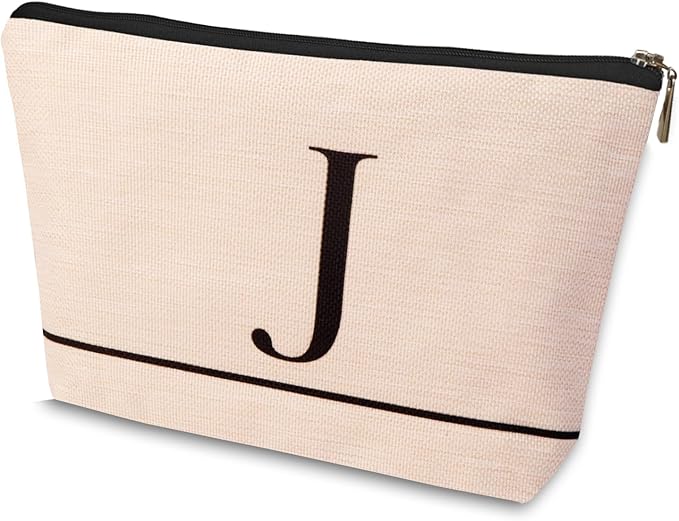 HDYHDY Letter A-Z Initial Personalized Makeup Bags, Birthday Gifts for Women, Monogrammed Gifts for Women Mom Sister Best Friend Bride Bridesmaid, Mothers Day, Christmas, Small Travel Cosmetic Bag (J)