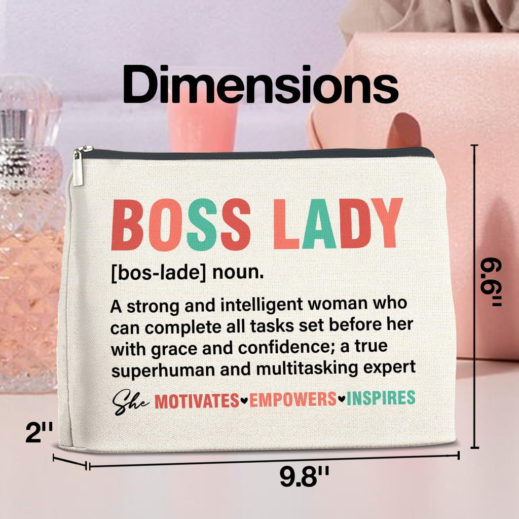 UPNEGE Boss Lady Gifts for Women - Female Boss Lady Makeup Bag with Zipper Closure