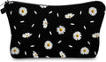 Aiphamy Cute Travel Makeup Bag Cosmetic Bag Small Pouch Gift for Women (Daisy Black)