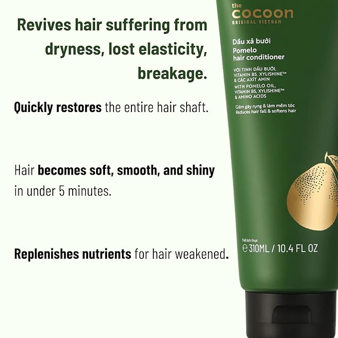 Cocoon Pomelo Essential Oil Conditioner with Xylishine & Amino Acid | Sulfate Free Vegan Treatment to Soften, Reduce Loss & Volumize Hair Growth | for Thinning, Damaged & Breakage Hair 10.48 fl oz