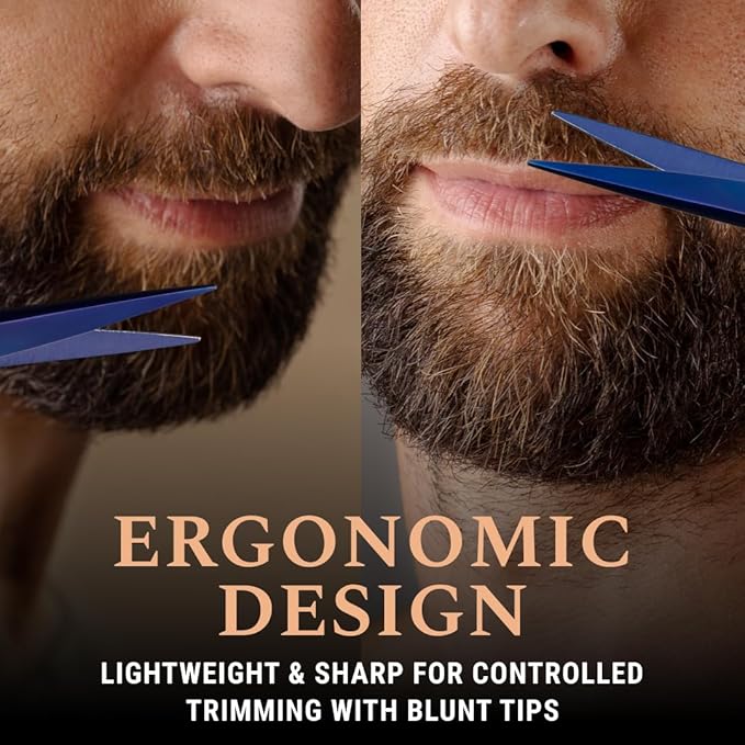 Ontaki 5" Beard & Mustache Scissor with Combs for Men - Midnight Blue
