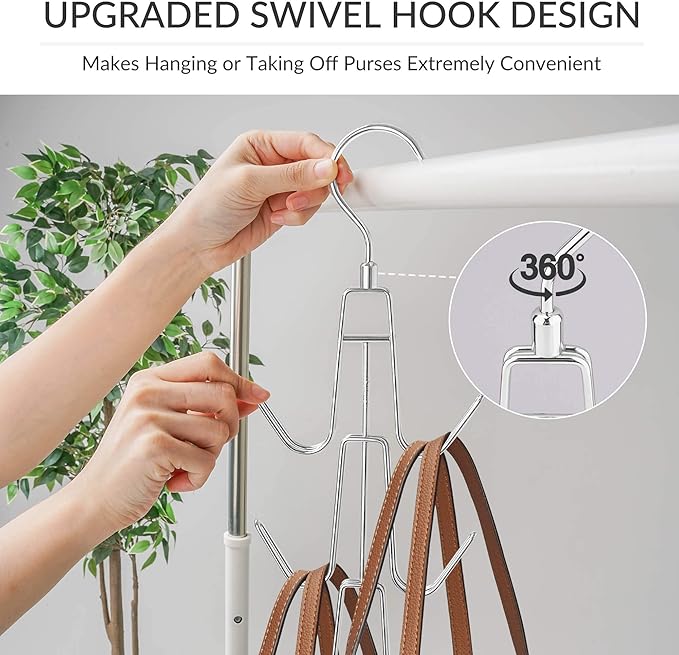 ZEDODIER Purse Hanger, Hanging Purse Organizer for Closet, Holds 6 Bags