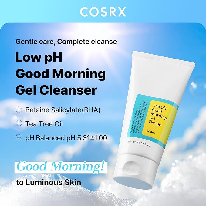 COSRX Low pH Good Morning Gel Face Cleanser, Gentle Face Wash, 5.07 fl oz