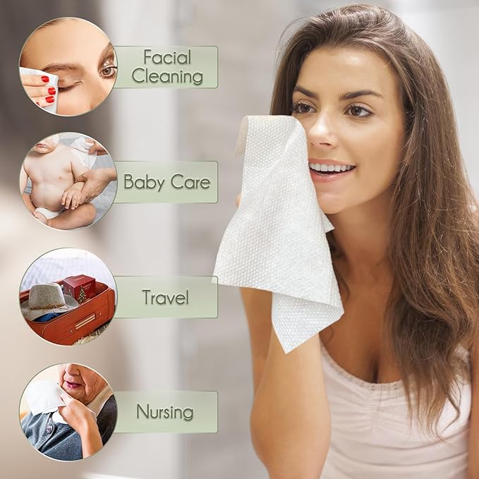Christmas Style WOWOTEX Disposable Face Towels 120 Count Large Dry Wipes