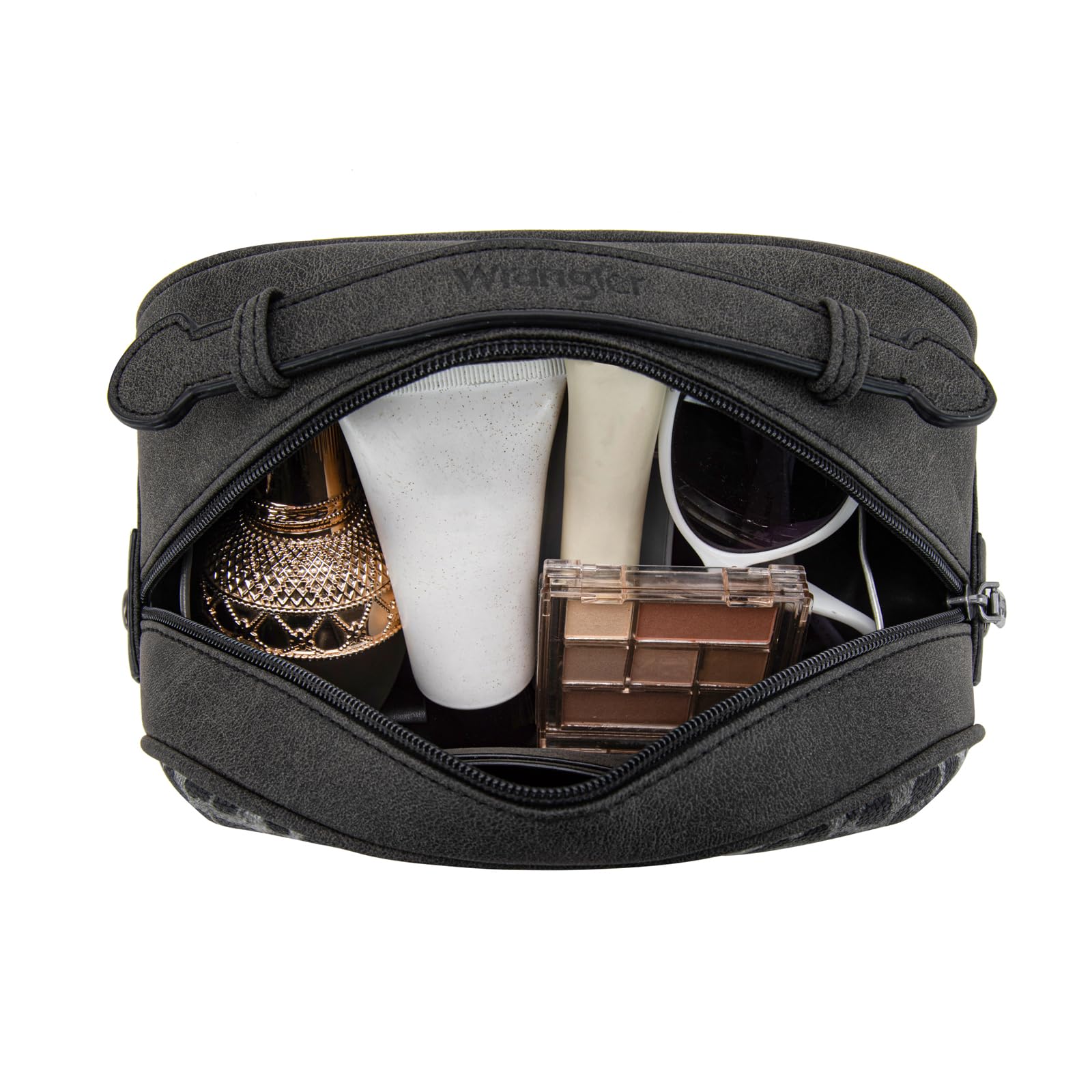 Montana West Wrangler Makeup Bag Western Travel Toiletry Bag for Women Small Cosmetic Bag Make Up Pouch Portable Organizer for Toiletries Accessories, Travel Essentials,Leopard,WG-MB-2211-1901-LP-BK