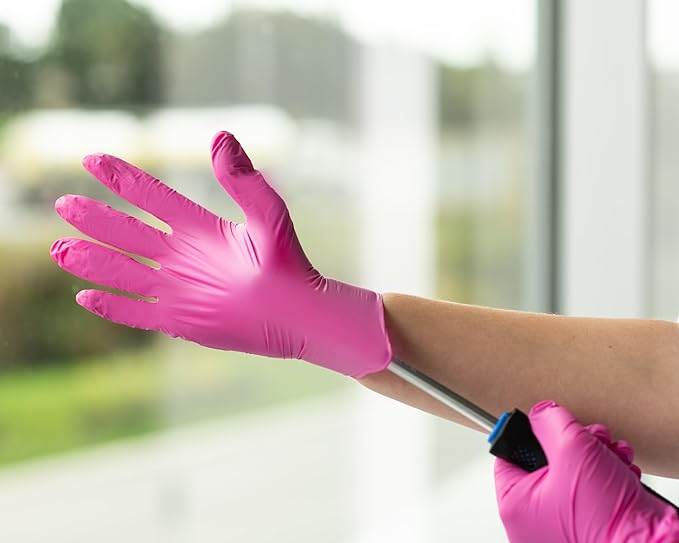 FRAMAR Pink Gloves Disposable Latex Free, Pink Nitrile Gloves Small, Salon
