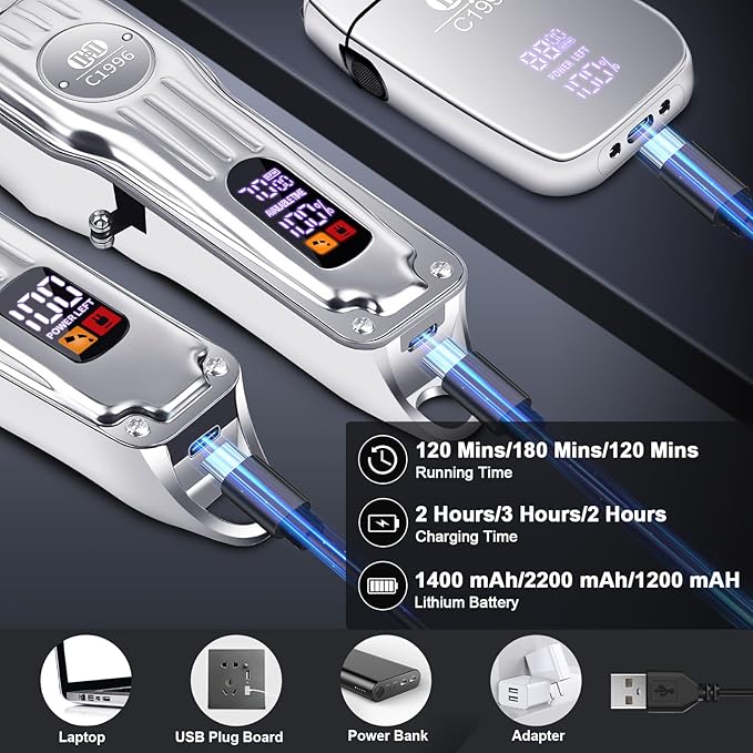 CIICII Mens Hair Clippers, Trimmer and Shaver Set, Cordless Barber Kit