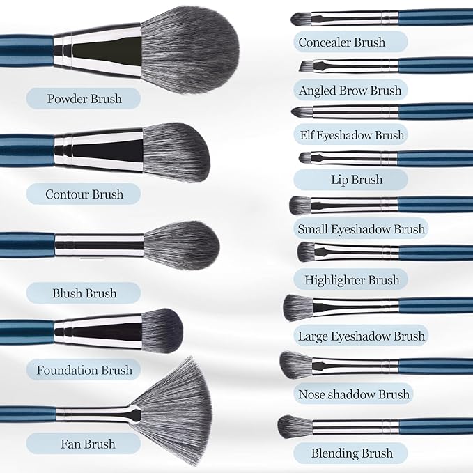 SHELWIN Professional Makeup Brush Set 14Pcs Makeup Brushes Kit Foundation Eyeshadow Powder Blending Eyebrow Eyelash Kabuki Brushes Cosmetic Brushes Travel Kits With Leather Bag Gift
