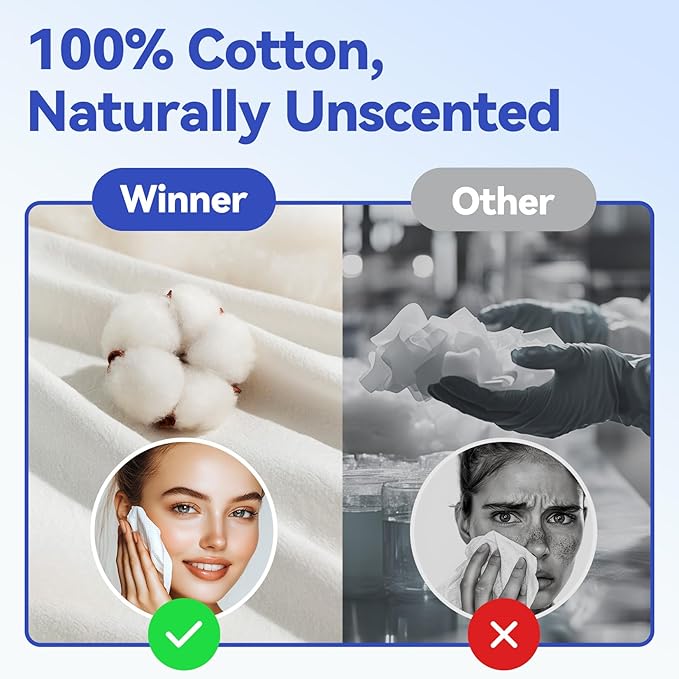 Winner XL Disposable Face Towels, 100% Cotton, 110 Count (Pack of 2)