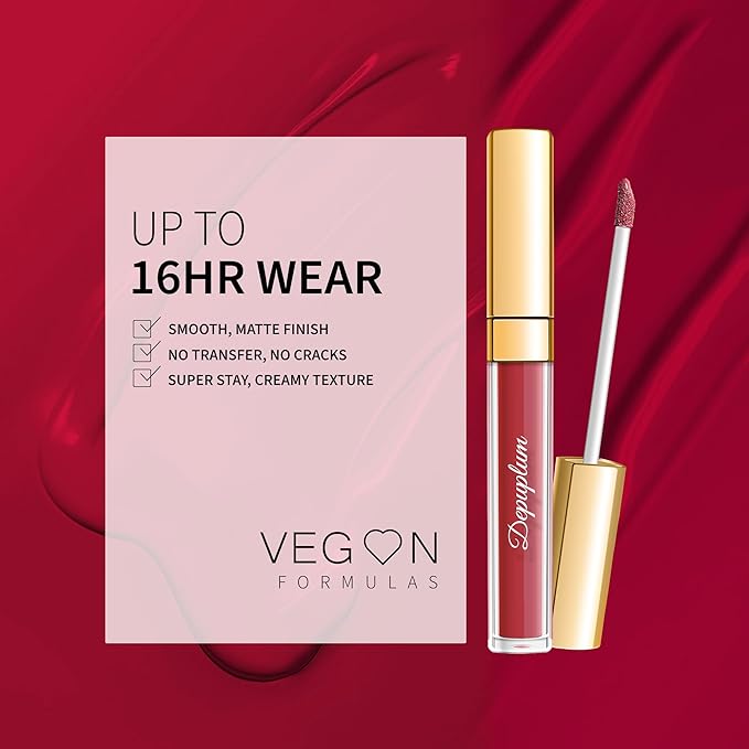 Depuplum Dark Red Lipstick Matte for Women Superstay Long Lasting Lipsticks