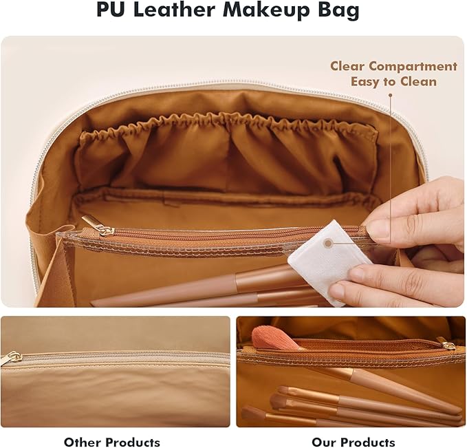 Prite Makeup Bag Travel Toiletry Bag Open Flat Cosmetic Organizer for Women