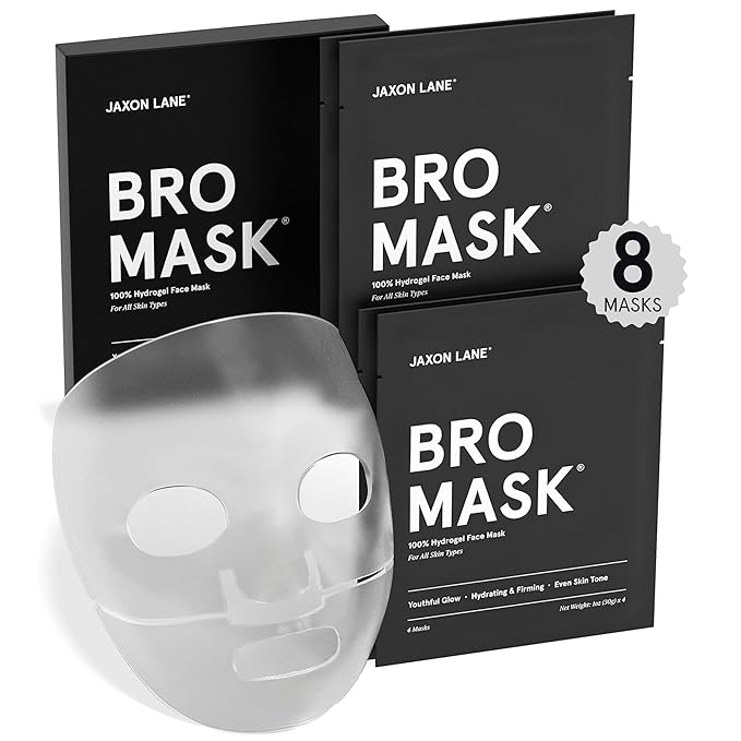 JAXON LANE Bro Mask Korean Face Mask for Men, Hydrogel Masks, 2 x 4 Pack
