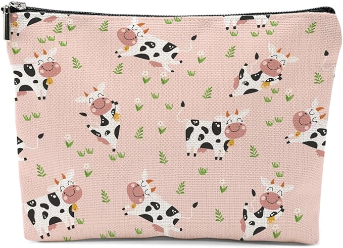 XFN Cow Gifts, Cow Print Stuff Makeup Bag, Cosmetic Bag Travel Pouch, Animal Lovers Friendship Graduation Birthday Gifts for Women Girls Daughter Sisters Wife Best Friend