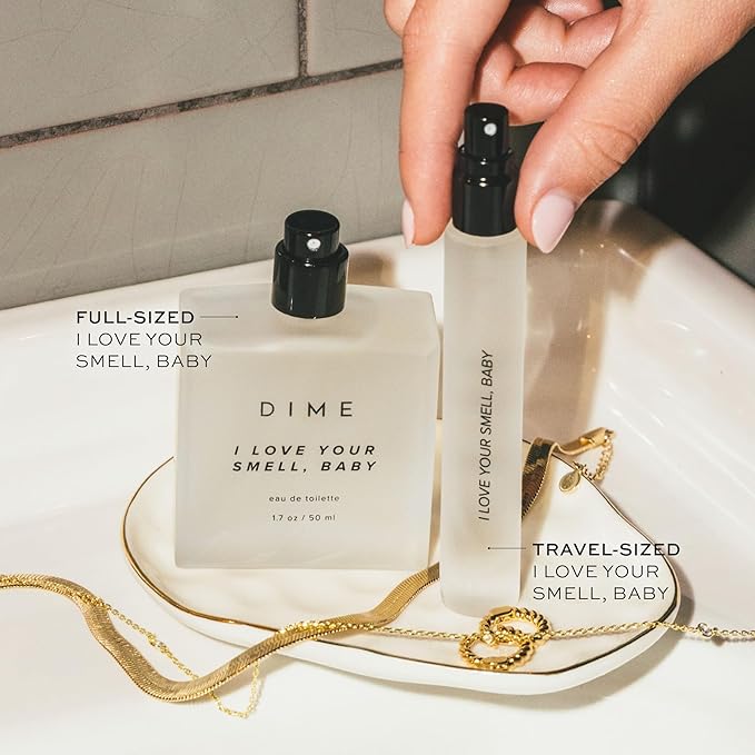 DIME Beauty I Love Your Smell, Baby Travel Perfume, Sparkling Berry Perfume for Women with Sparkling Pomegranate, Sweet Red Berries & Vanilla, Eau de Toilette Spray, Vegan, 0.34 oz / 10 ml