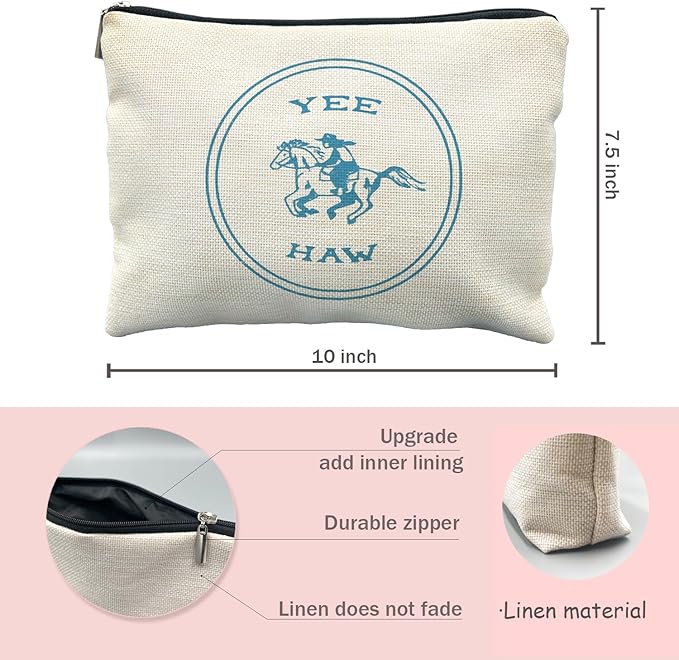 Likjad Yee Haw Cowgirl Makeup Bag - Perfect for Women's Western Gifts