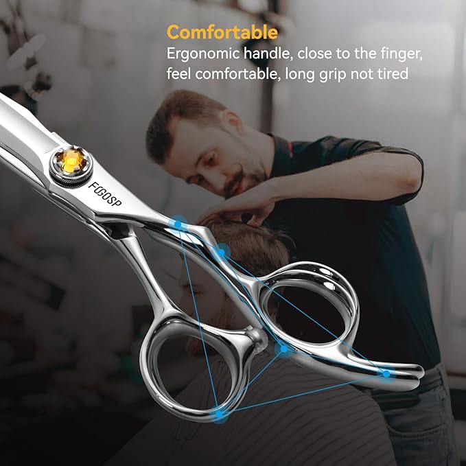 FOGOSP Professional Barber Scissors 6.5' Japan VG10 Fine Cutting Blades Hair Shears for Men and Women