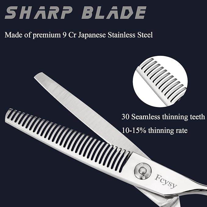 Thinning Shears for Hair Cutting, Fcysy Professional 6 In Seamless Hair Thinning Scissors, Barber Texturizing Shears Blending Scissors for Trimming Hair with 10–15% Thinning Rate
