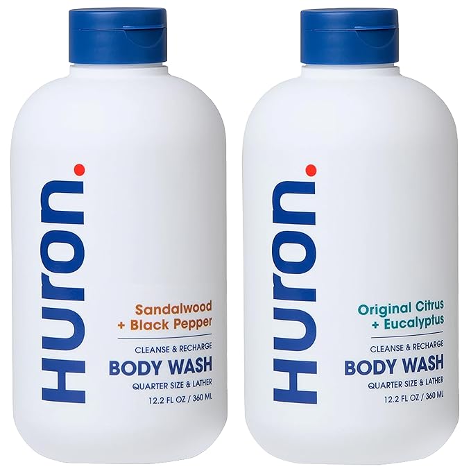 Huron Body Wash: Sandalwood + Amber, Citrus + Eucalyptus; 2-pack (11.3oz)