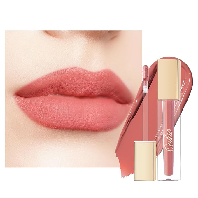 Oulac Matte Lipstick for Women, Liquid Coral Pink Lipstick Long Lasting, Waterproof Lip Stain, No Transfer, Creamy Texture Lip Color with Rose Oil, Vegan & Cruelty-Free, M11