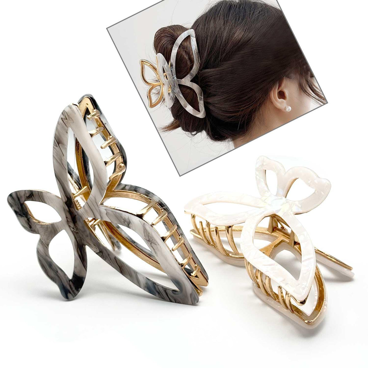 Large Butterfly Hair Claw Clip for Women - Secure Hold Metal Hair Clips for Thick Hair - Elegant Butterfly Design Hair Accessories for Styling (4.33 Inch, Multiple Colors)