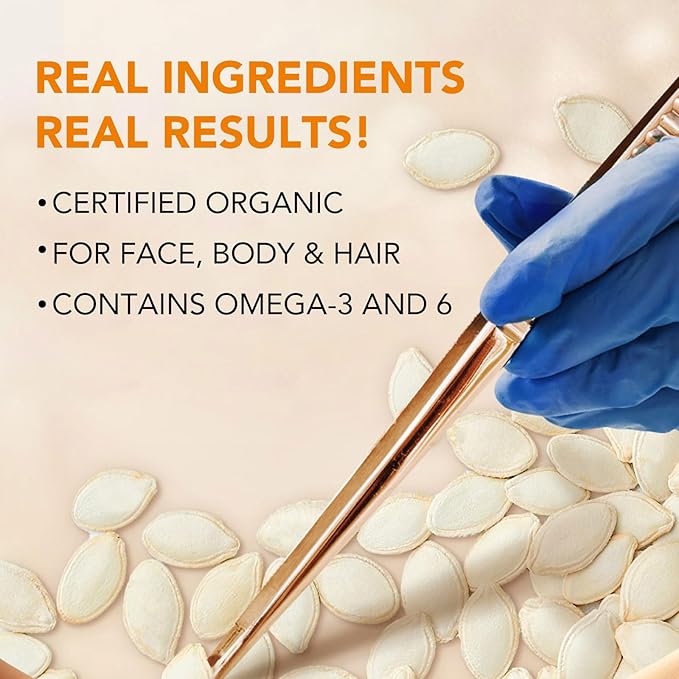 Pumpkin Seed Oil for Hair Growth, Pure Cold Pressed Pumpkin Seed Oil for Dry Damaged Hair Growth, Hydrating, Scalp Moisturizer, Nourishment - 60ML