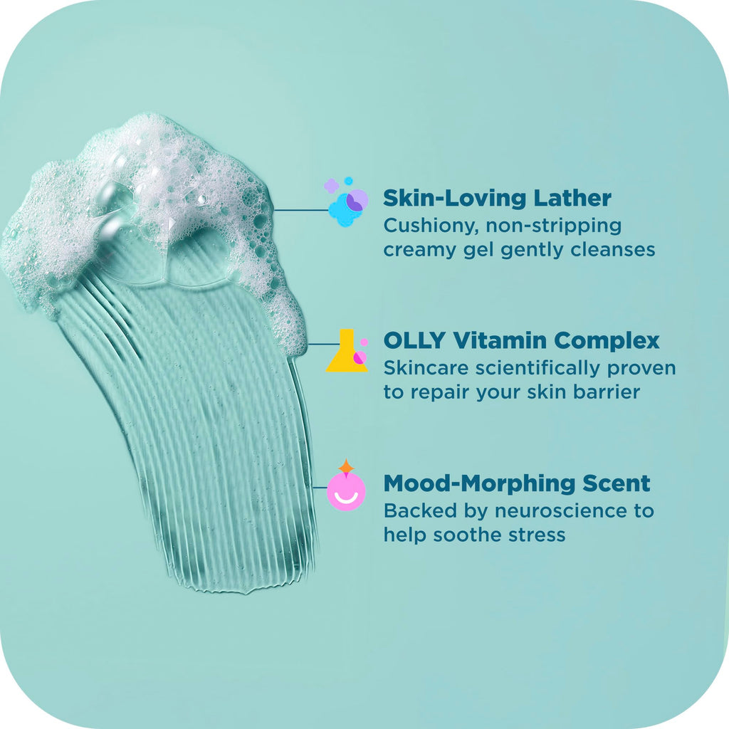 OLLY Calm Body Wash Eucalyptus Amber 17oz with Hyaluronic Acid