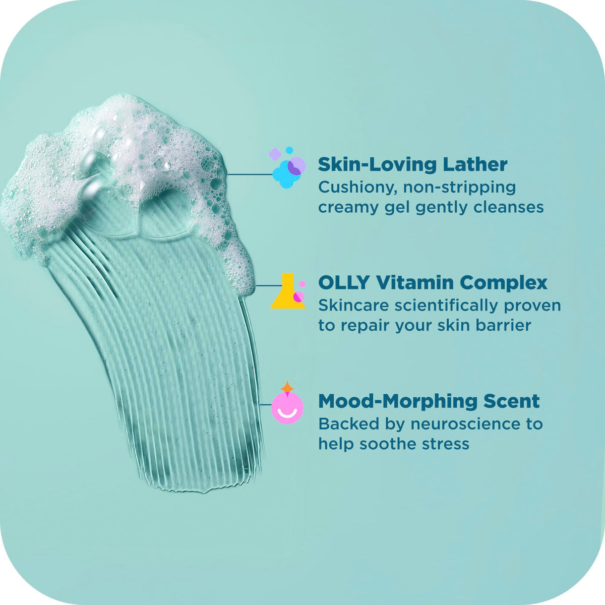 OLLY Calm Body Wash Eucalyptus Amber 17oz with Hyaluronic Acid