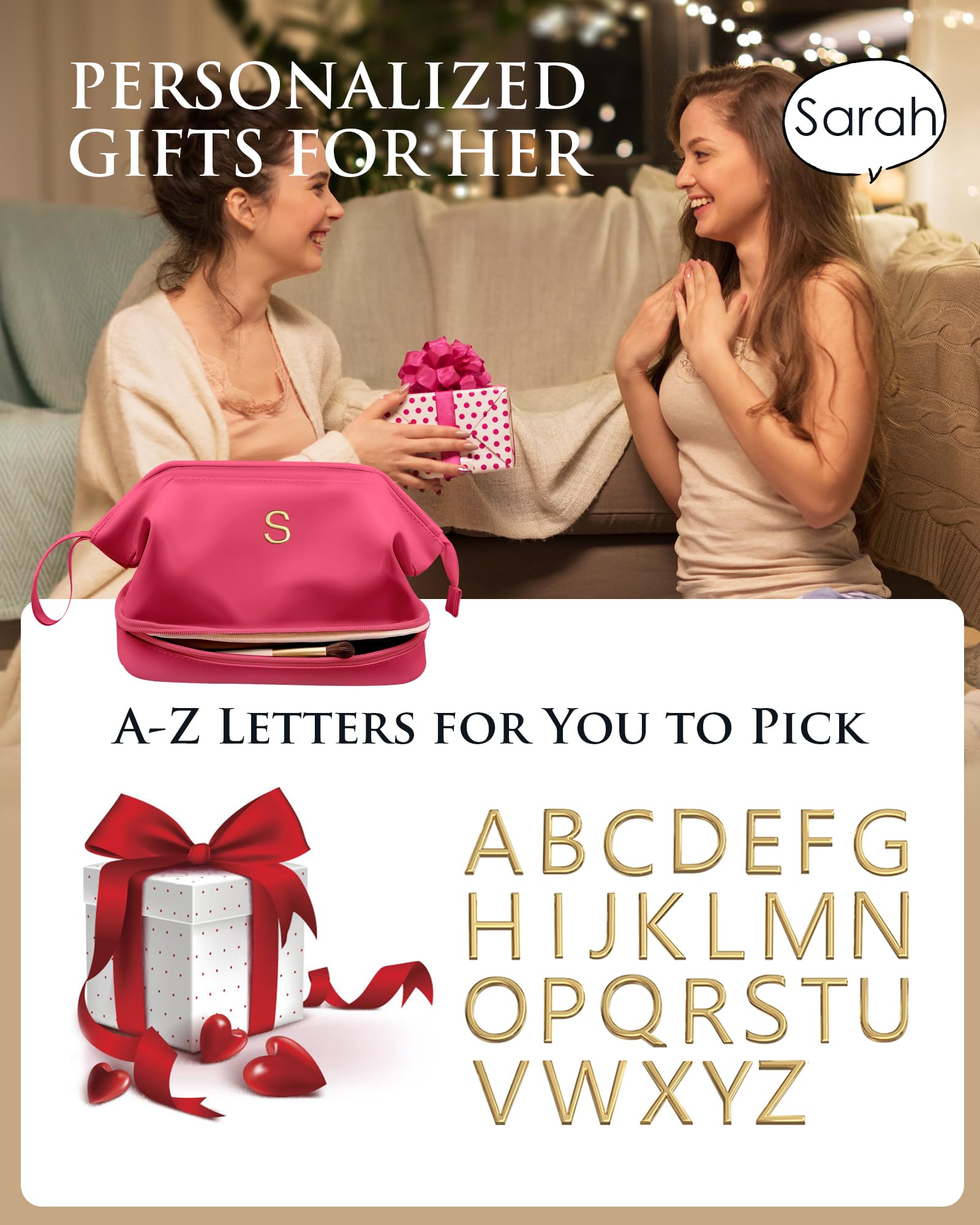 Vogewood Womens Gifts Ideas, Makeup Bag for Women, Bridesmaid Engagement