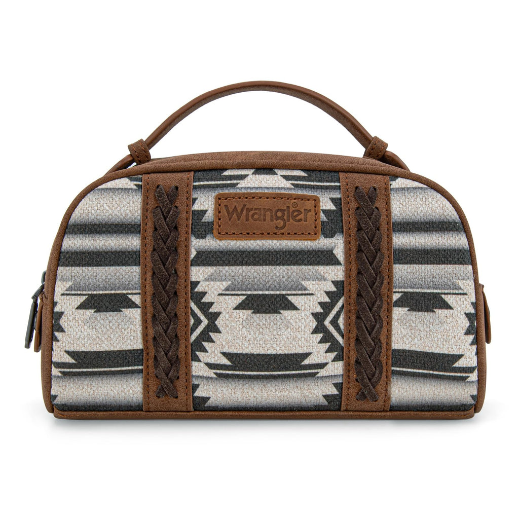 Montana West Wrangler Makeup Bag Travel Cosmetic Bag Small Western Make Up Pouch Portable Toiletry Bag for Women Organizer for Toiletries Accessories, Travel Essentials,Aztec,WG-MB-2203-190-BK