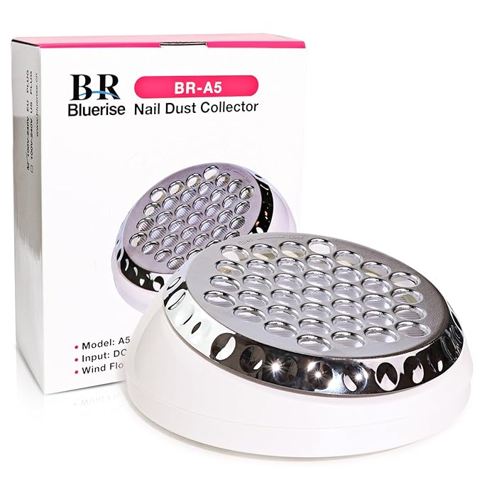 BRBLUERISE Nail Dust Collector+1 Filter 40W Turbo Vacuum No Fan Cleaner 5200RPM Suction Stronger Strong Power Professional Nail Art Salon Dust Collector Machine For Acrylic Nails