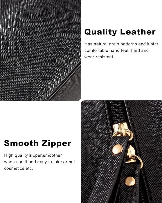 LETGO Clear Makeup Bag Set for Women Portable Clear Makeup Bag Cute Waterproof Travel Cosmetic Bag Travel Essentials Car Accessories for Women Men(Black, Standard + Mini)