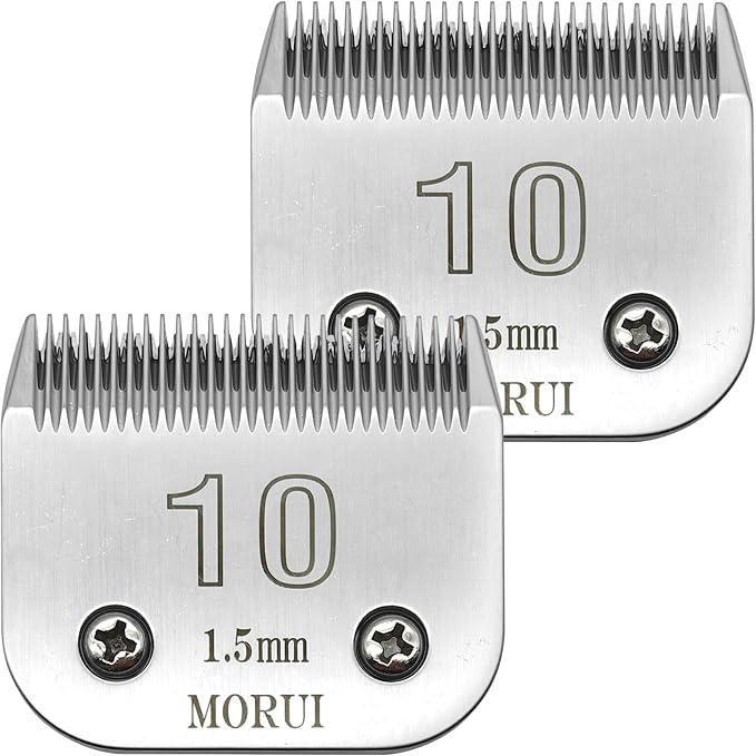 morui Detachable Pet Dog Clipper Blades UltraEdge Compatible with Oster A5,Wahl KM10 Series Clippers (10# 1.5mm- 2 Pack)