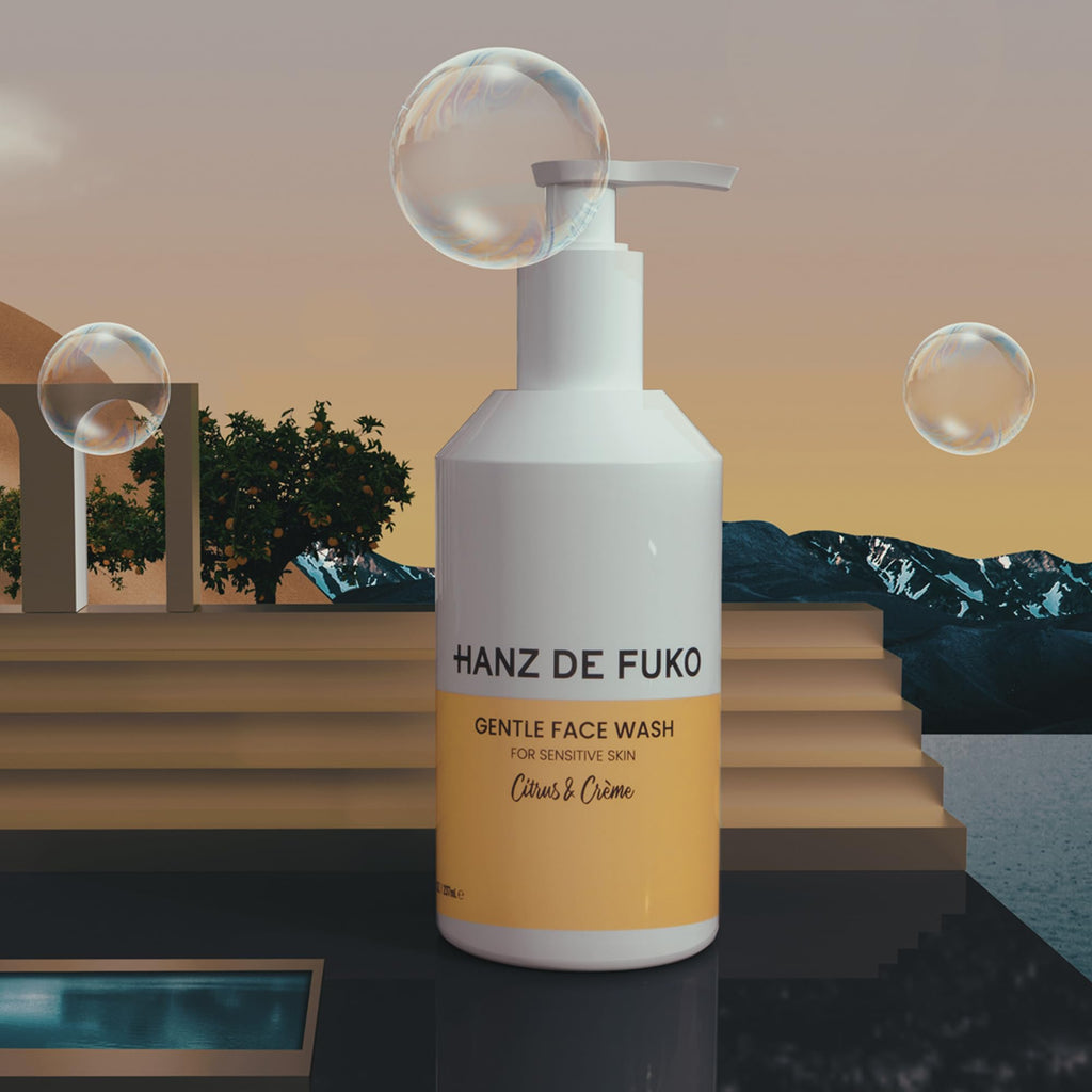 Hanz de Fuko Gentle Face Wash for Men & Women – Citrus & Creme Premium Facial Cleanser, Great for Sensitive Skin – Hypoallergenic Formula with Aloe Vera, Clove, Acai – Sulfate and Paraben Free – 8 oz.