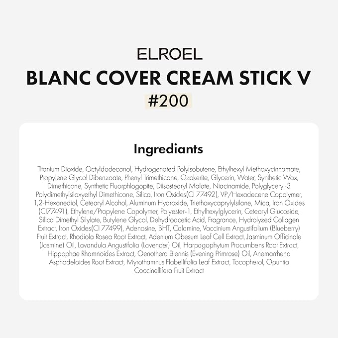 ELROEL Blanc Cover Cream Stick V White - Korean Foundation (#200 Fair)
