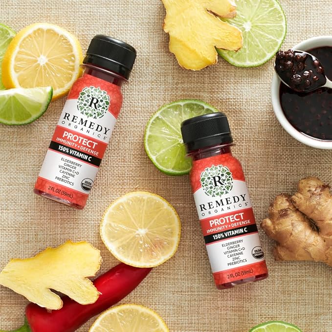 Remedy Organics Immunity Plus Shot, Protect Me | Boost Energy, Brain Function, Detoxification, and Metabolism | Brain Juice | Certified-Organic Ingredients