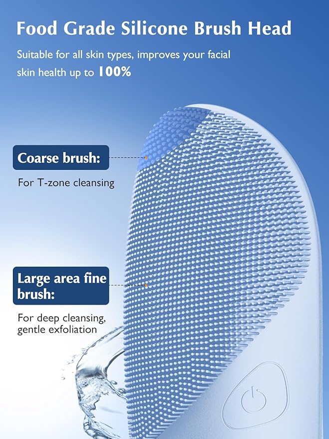 COSLUS JMY05 Silicone Face Scrubber Facial Cleansing Brush, Heat Eye Care