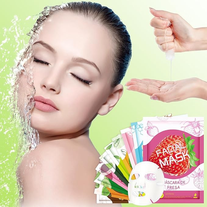 GUOYAOLIFU 30 Sheets Face Masks Skincare, Hydrating Face Masks Suitable for Sensitive Skin, Bulk Facial Mask for Women Skin Care, Soothe Face Mask for Spa