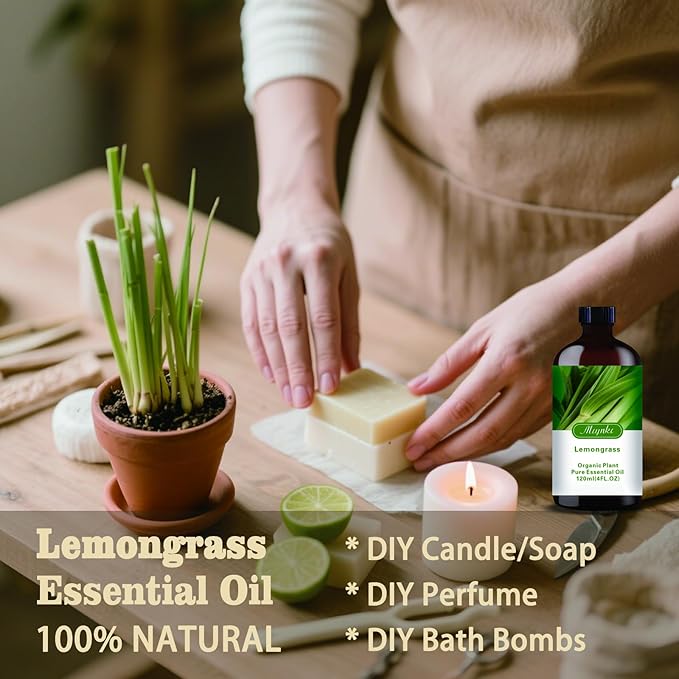 MLYNKL Lemongrass Essential Oil,Lemongrass Oil for Massage Home,4 fl oz